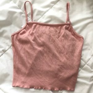 Light Pink Ribbed Crop Tank Top